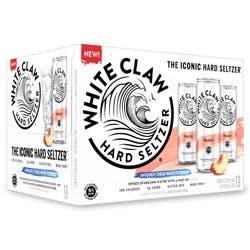 White Claw Hard Seltzer Peach, 12 Pack, 12 fl oz Cans, 5% ABV