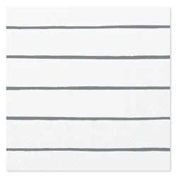 American Greetings 20-Count Beverage Napkins, Silver Stripes on White
