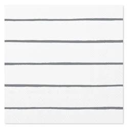 American Greetings 20-Count Beverage Napkins, Silver Stripes on White