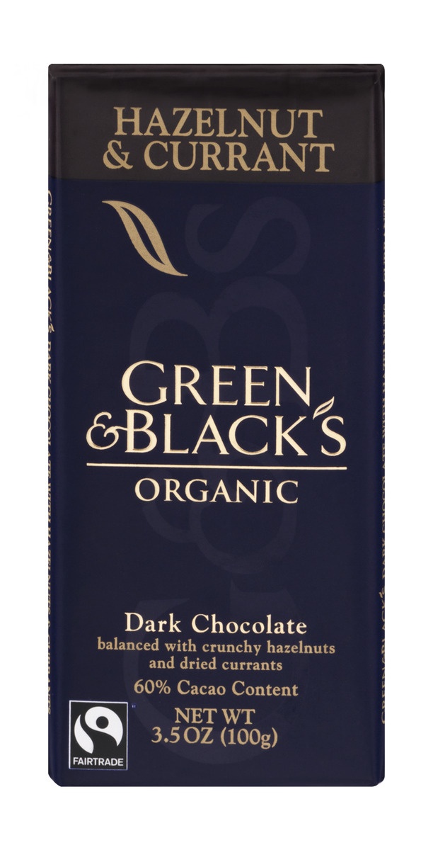 slide 1 of 6, Green & Black's Organic Dark Chocolate, Hazelnut & Currant, 3.5 oz