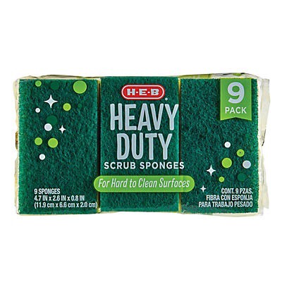 slide 1 of 1, H-E-B Heavy Duty Scrub Sponge, 9 ct