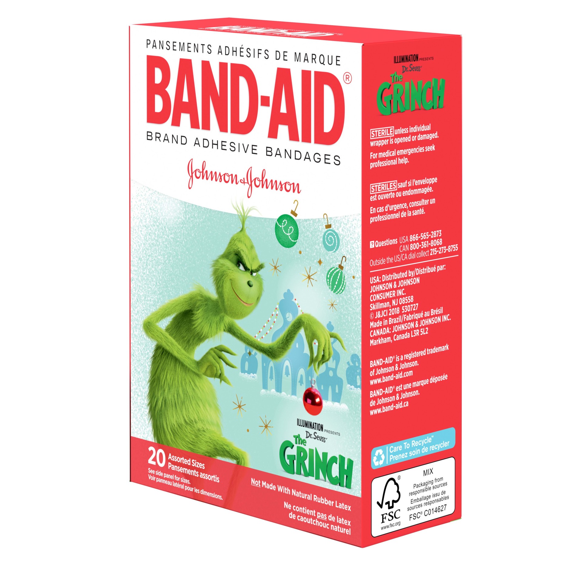 slide 3 of 5, BAND-AID Grinch Assorted - Each, 20 ct