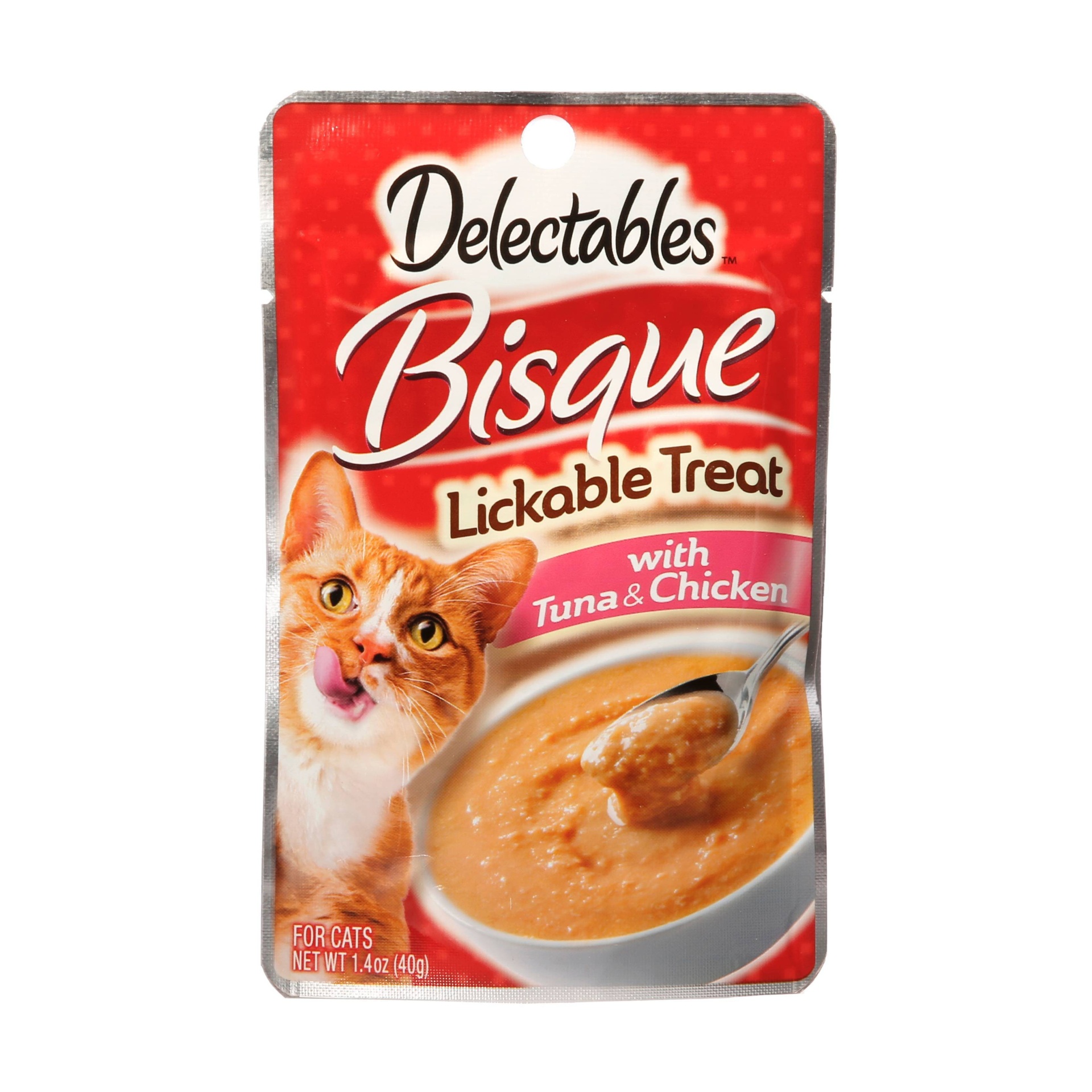 slide 1 of 4, Delectables Bisque Tuna & Chicken Lickable Cat Treats, 1.4 oz