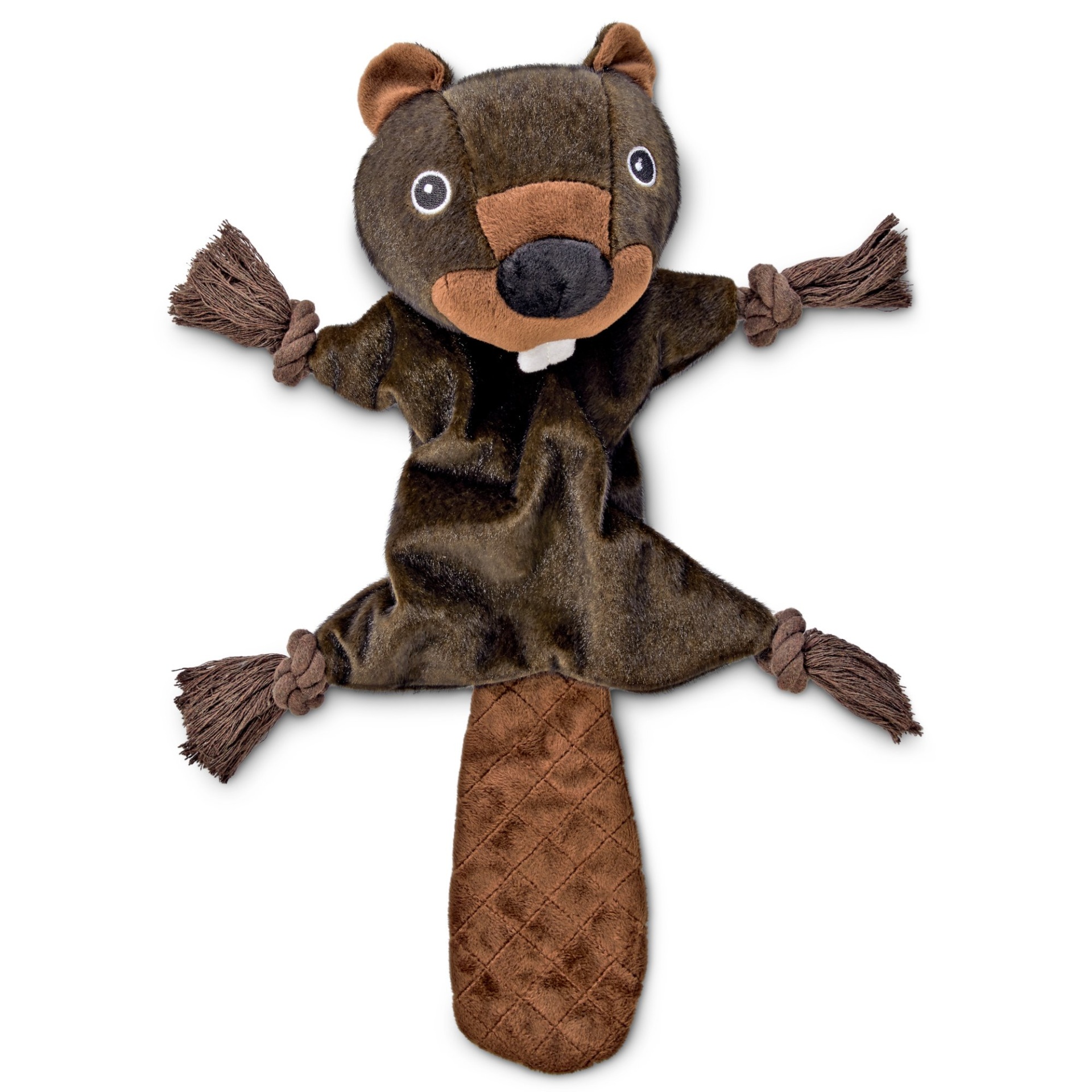 slide 1 of 1, Leaps & Bounds Wild Plush Beaver Flattie Rope Dog Toy, LG