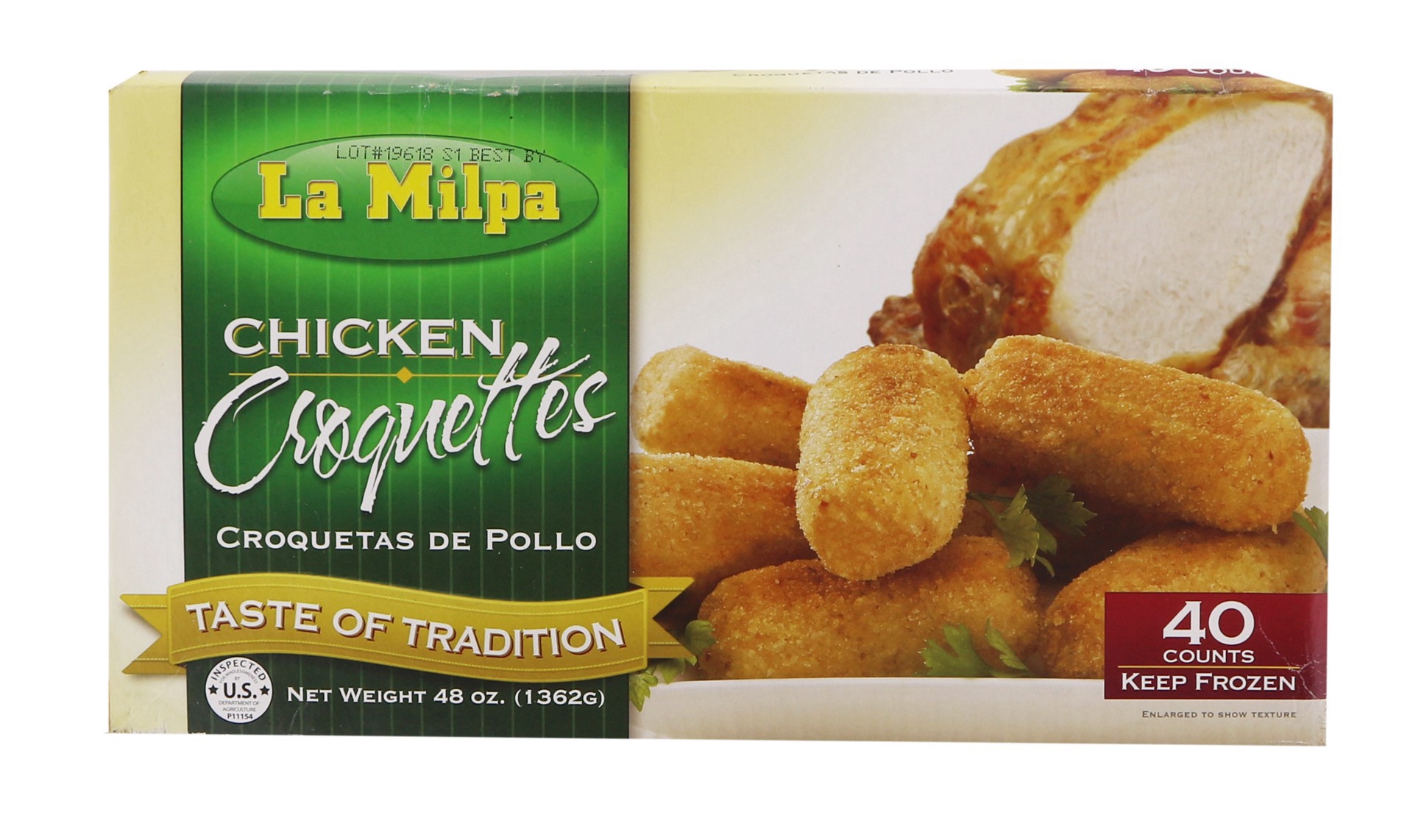 slide 1 of 1, La Milpa Chicken Croquettes, 40 ct