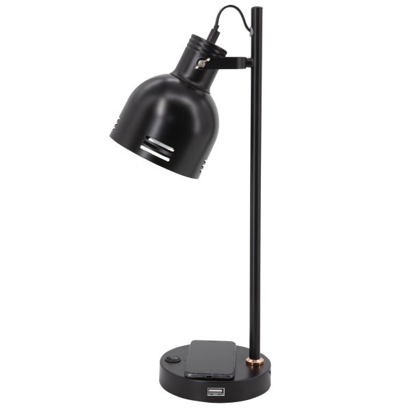 slide 5 of 5, Realspace Brevins Led Desk Lamp With Wireless Charger And Usb Port, 20-1/2''H, Black, 1 ct