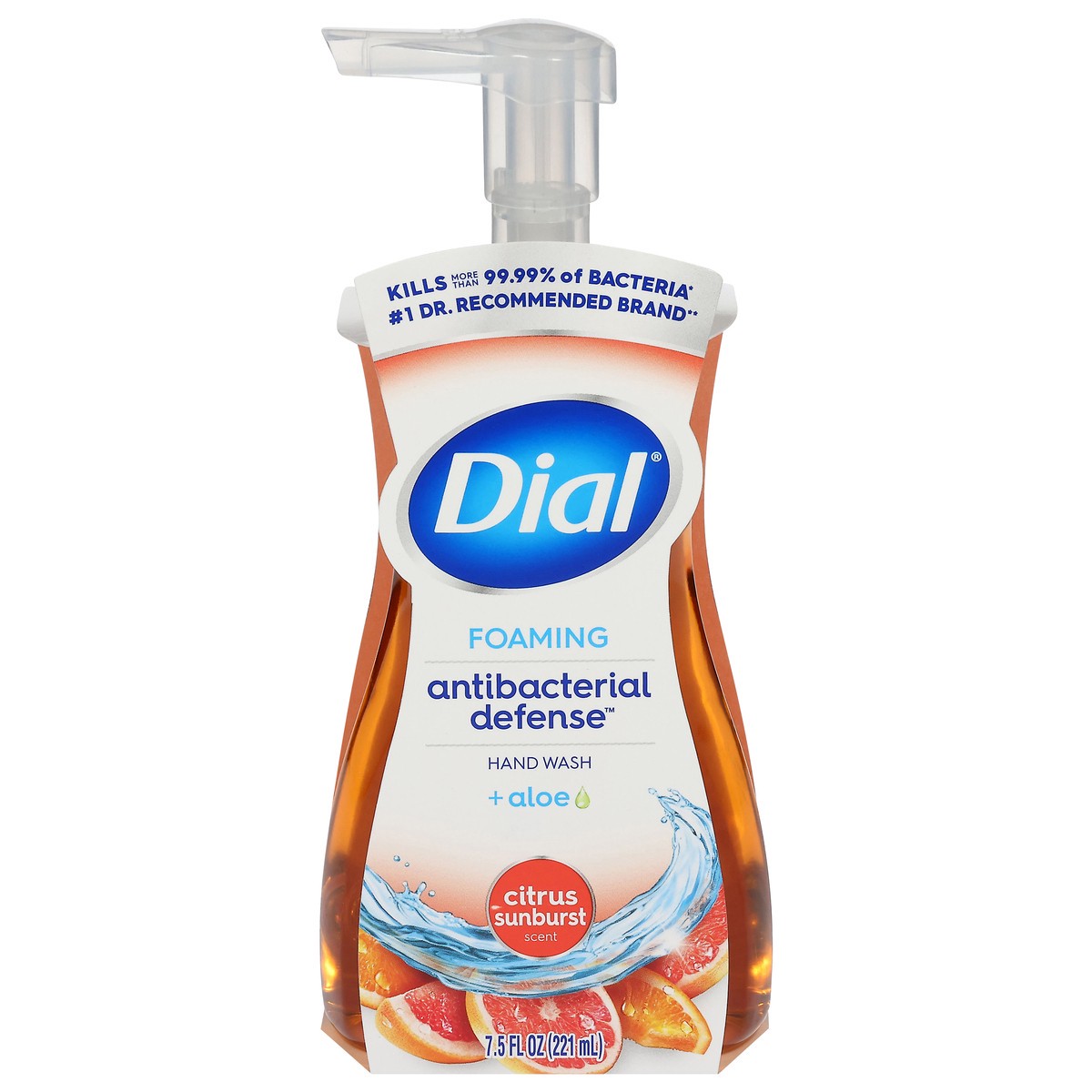 slide 1 of 3, Dial Antibacterial Defense Foaming Hand Wash, Citrus Sunburst Scent, with Aloe - 7.5 fl oz, 7.5 fl oz
