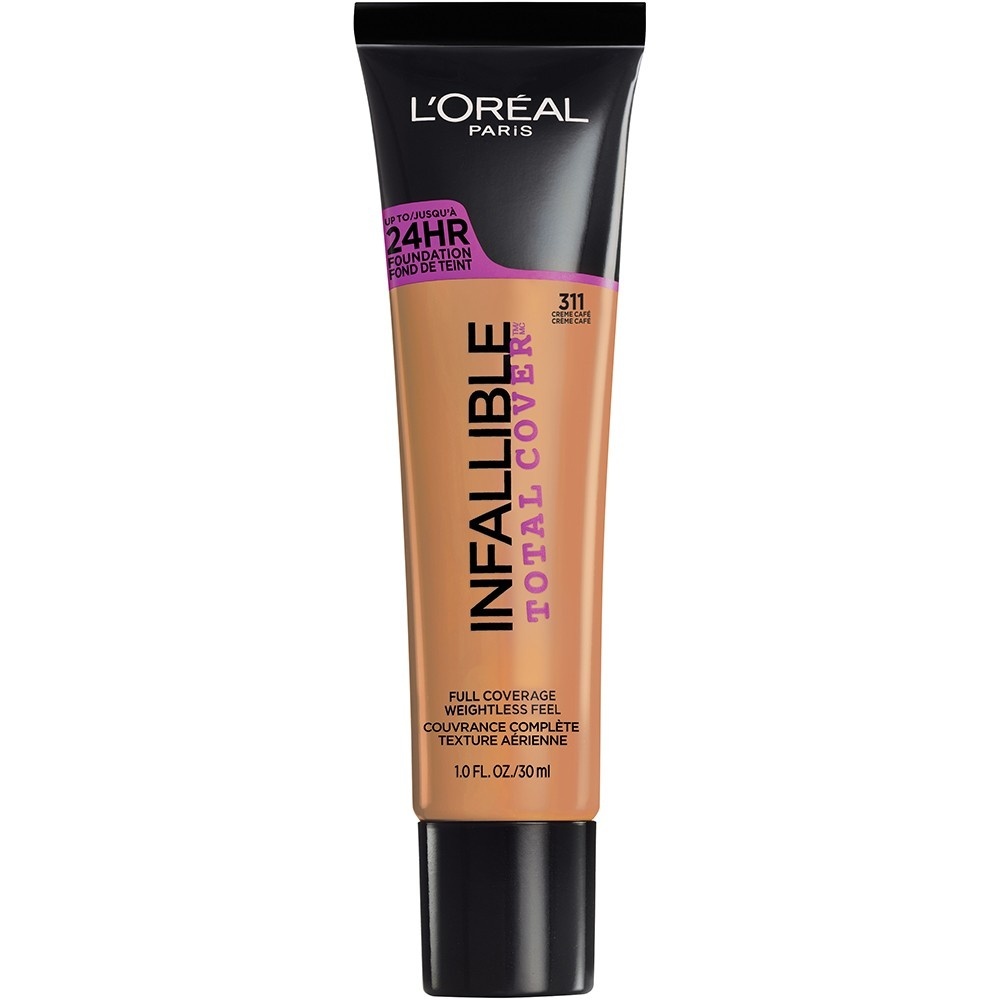 slide 1 of 2, L'Oréal Infallible Total Cover Foundation, Creme Cafe, 1 fl oz