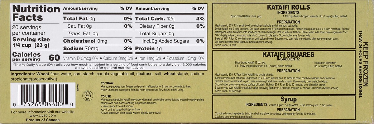 slide 9 of 13, Ziyad Kataifi Shredded Dough, 16 oz
