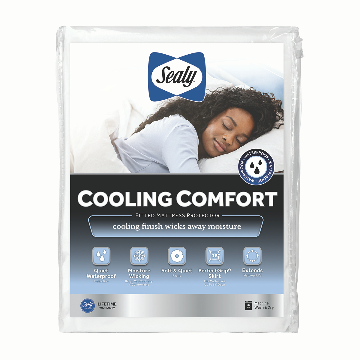 slide 1 of 4, Sealy Cooling Comfort Fitted Mattress Protector, King, 1 ct