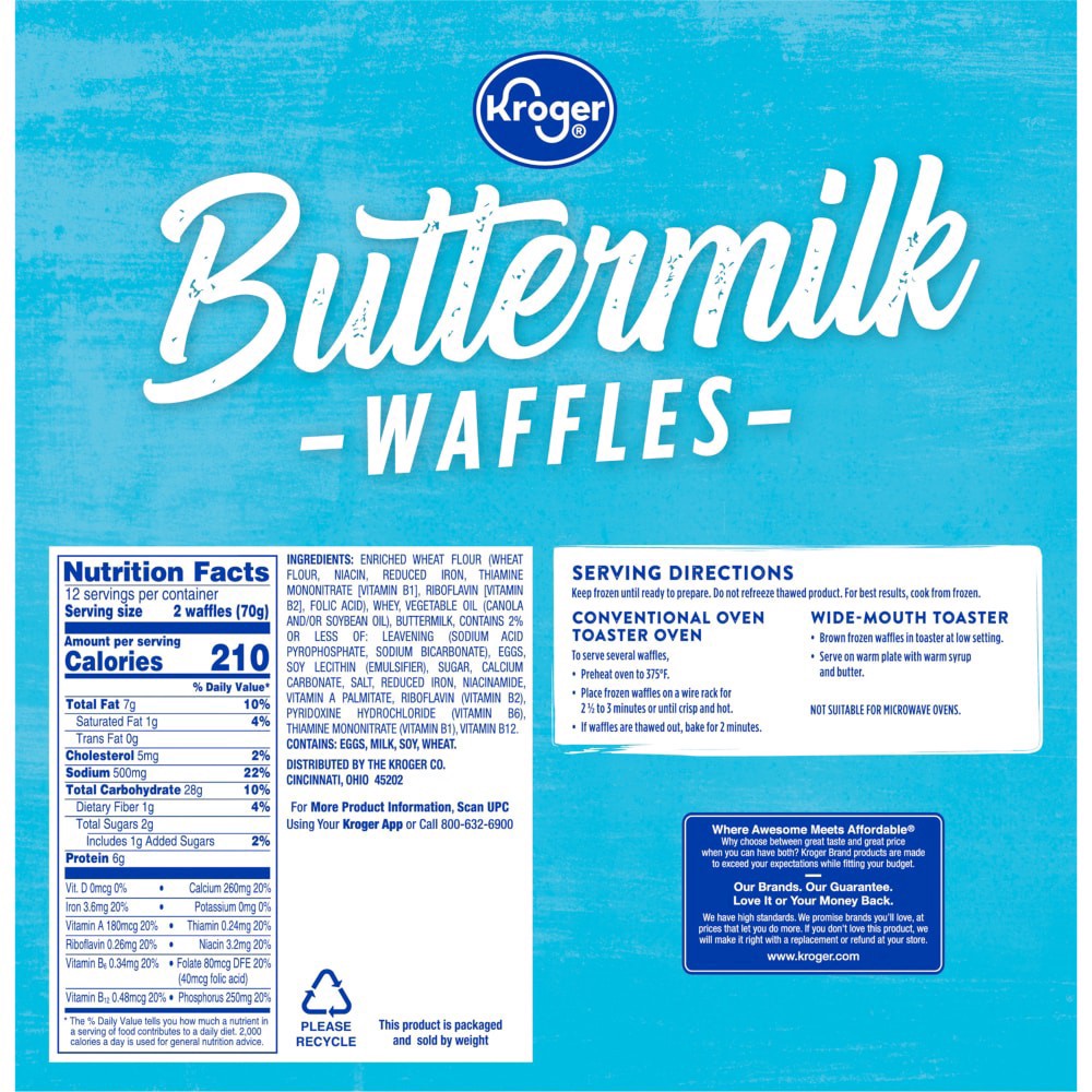 slide 2 of 3, Kroger Buttermilk Waffles, 24 ct; 1.23 oz