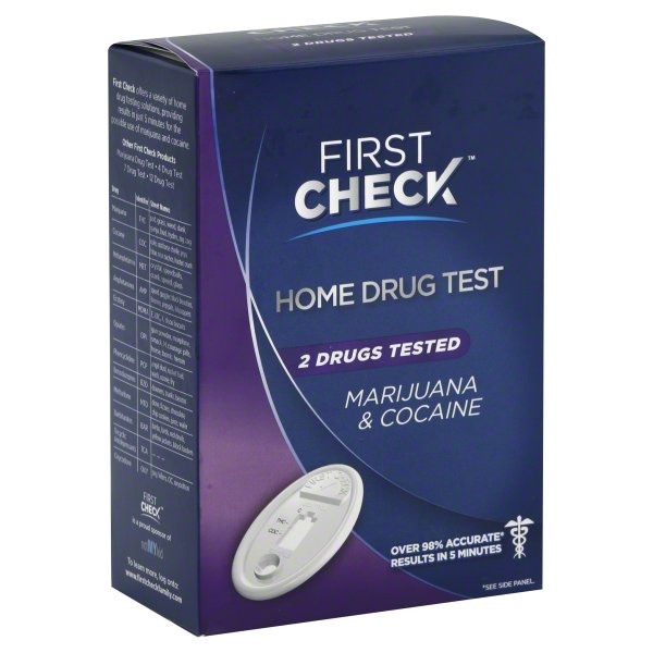 slide 1 of 1, First Check Home Drug Test Marijuana/Cocaine, 1 ct