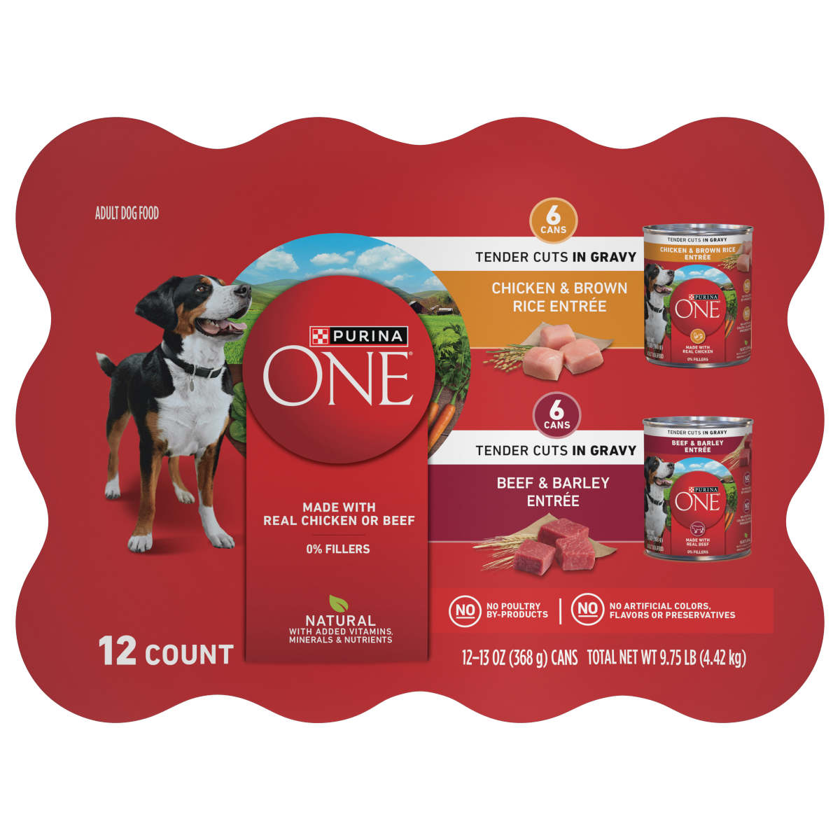 slide 27 of 29, Purina ONE Tender Cuts in GravyHigh Protein Wet Dog Food Variety Pack - (12) 13 oz. Cans, 12 ct