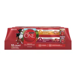 Purina ONE Tender Cuts in Gravy Chicken and Brown Rice and Beef and Barley Entrees High Protein Wet Dog Food Variety Pack - (12) 13 oz. Cans