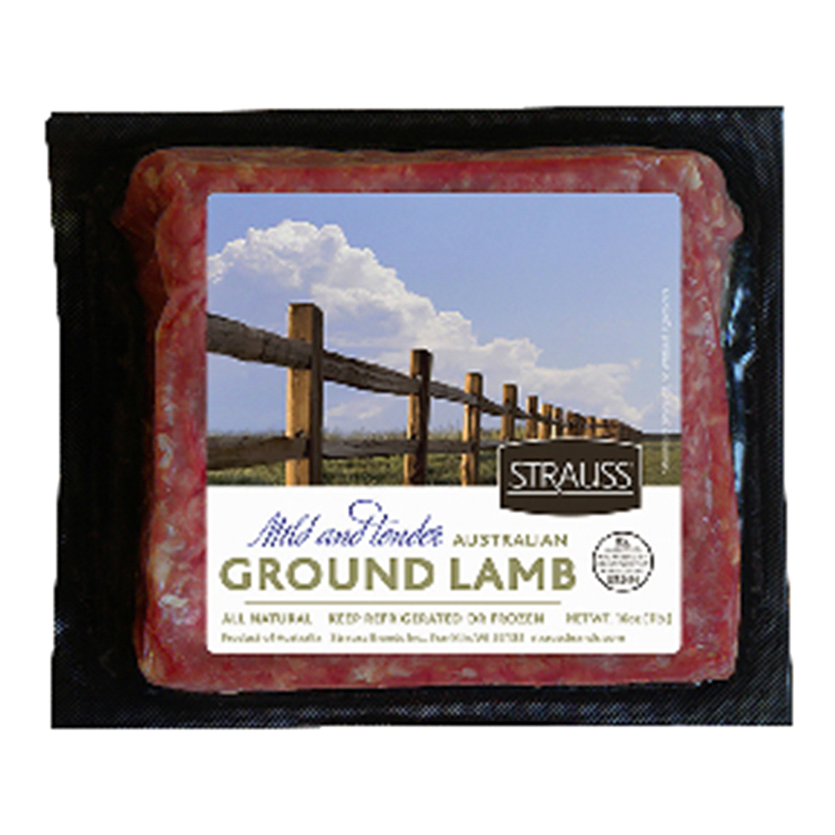 slide 1 of 1, Strauss Australian Ground Lamb, Frozen, 16 oz, 16 oz