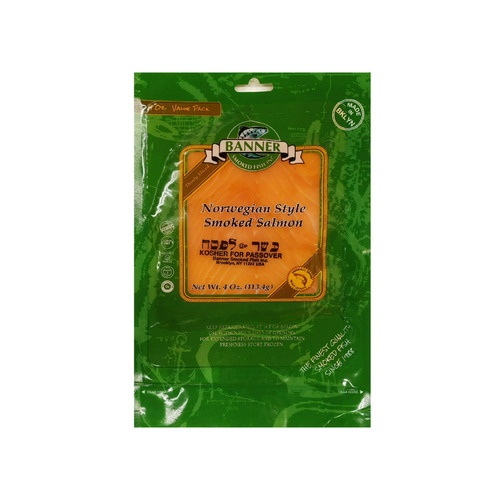 slide 1 of 1, Banner Norwegian style smoked salmon, 4 oz