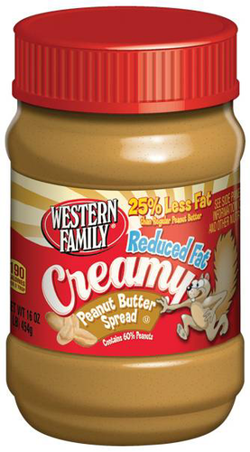 slide 1 of 1, Western Family Reduced Creamy Peanut Butter Spr, 16 oz