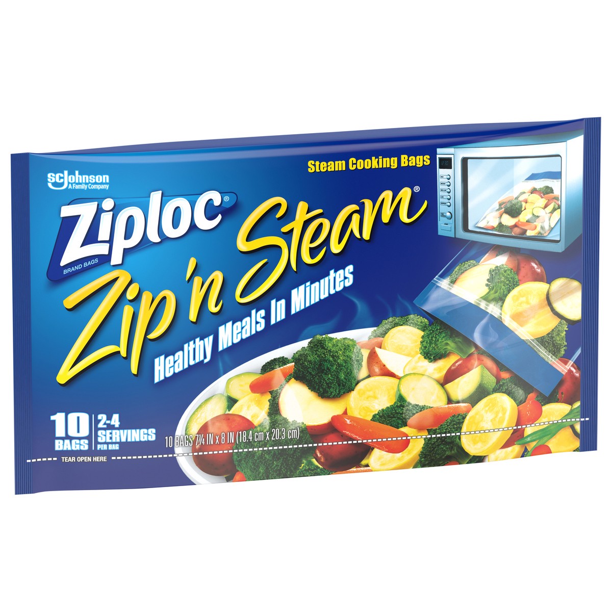 slide 3 of 9, Ziploc Brand Zip 'n Steam Cooking Bags, 10 Count, 10 ct
