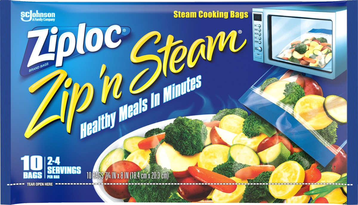 slide 6 of 9, Ziploc Brand Zip 'n Steam Cooking Bags, 10 Count, 10 ct