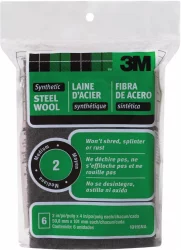 3M Medium Synthetic Steel Wool - 6 Pack - Black