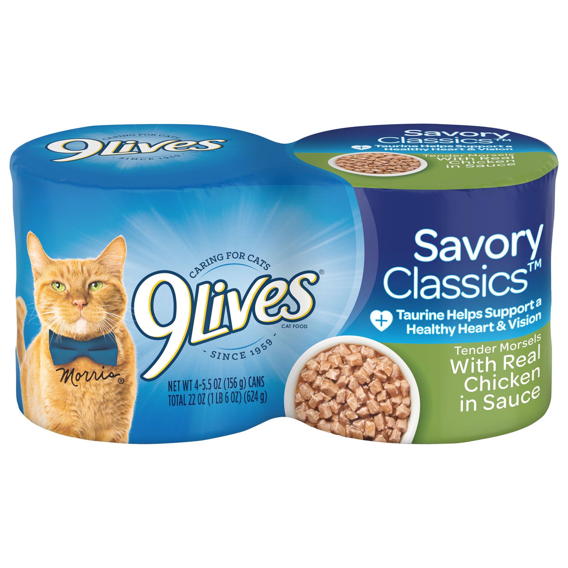 slide 1 of 5, 9Lives Tender Morsels With Real Chicken In Sauce Wet Cat Food, 22-Ounce, Pack of 4, 4 ct; 22 oz