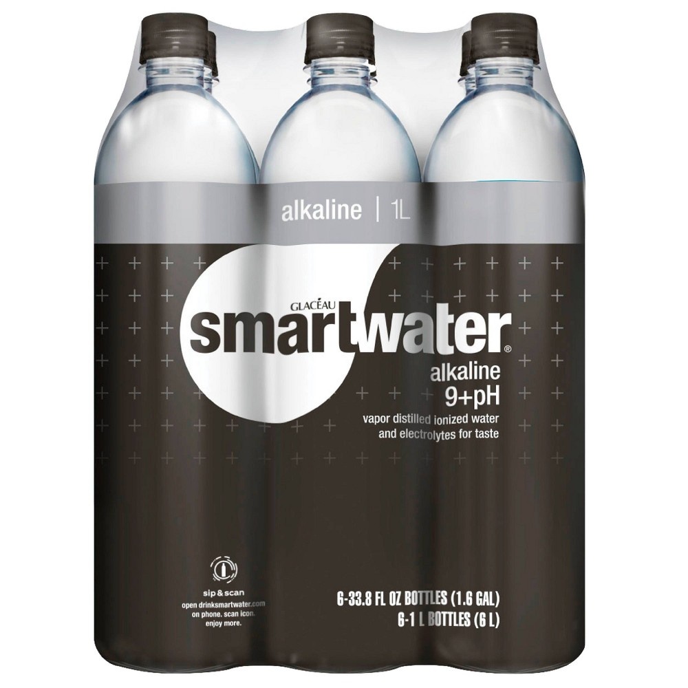 slide 3 of 3, Smartwater Alkaline Vapor Distilled Ionized Water - 6pk/1L Bottles, 6 ct; 33.8 fl oz