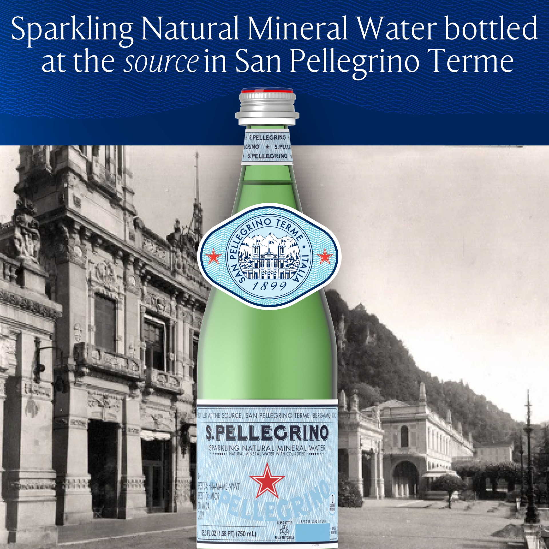 slide 4 of 7, S.Pellegrino Sparkling Natural Mineral Water, 12 Pack of Glass Bottles, 405.60 fl oz