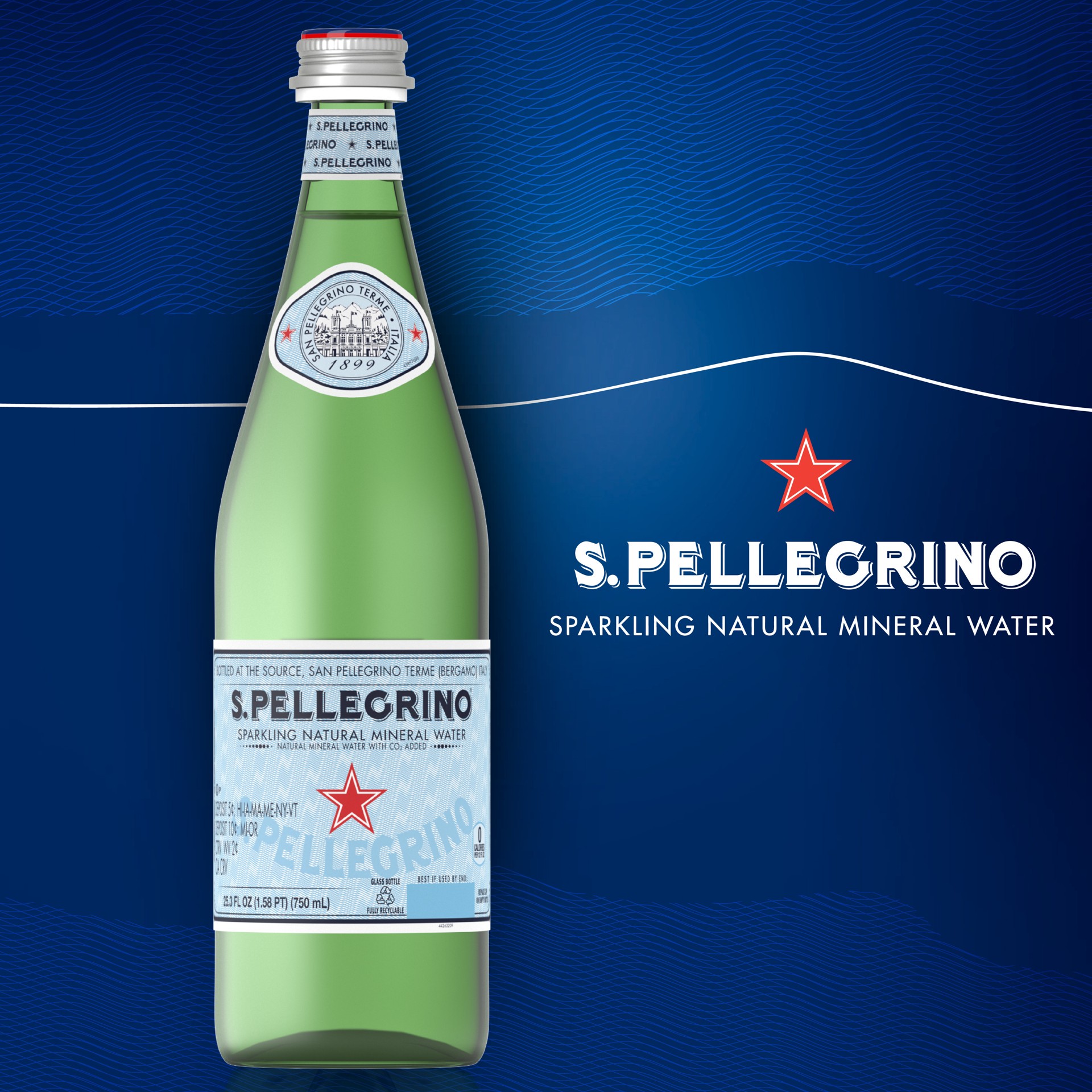 slide 3 of 7, S.Pellegrino Sparkling Natural Mineral Water, 12 Pack of Glass Bottles, 405.60 fl oz