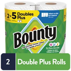 Bounty Paper Towels Select-A-Size White, 2 Double Plus Rolls, 103 Sheets Per Roll