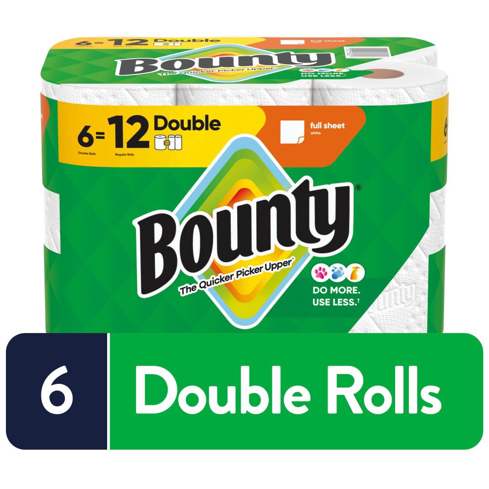 slide 6 of 6, Bounty Paper Towels Full Sheet White, 6 Double Rolls, 50 Sheets Per Roll, 6 ct