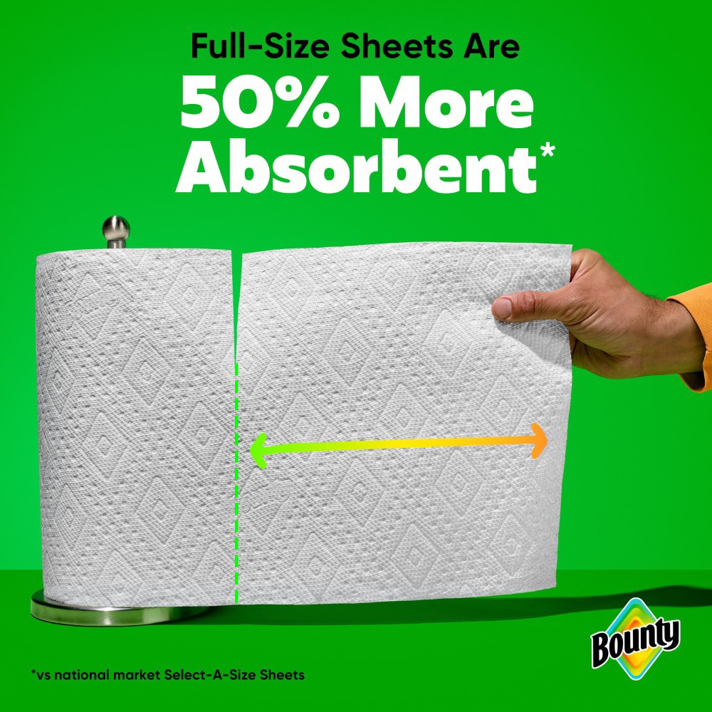 slide 3 of 6, Bounty Paper Towels Full Sheet White, 6 Double Rolls, 50 Sheets Per Roll, 6 ct