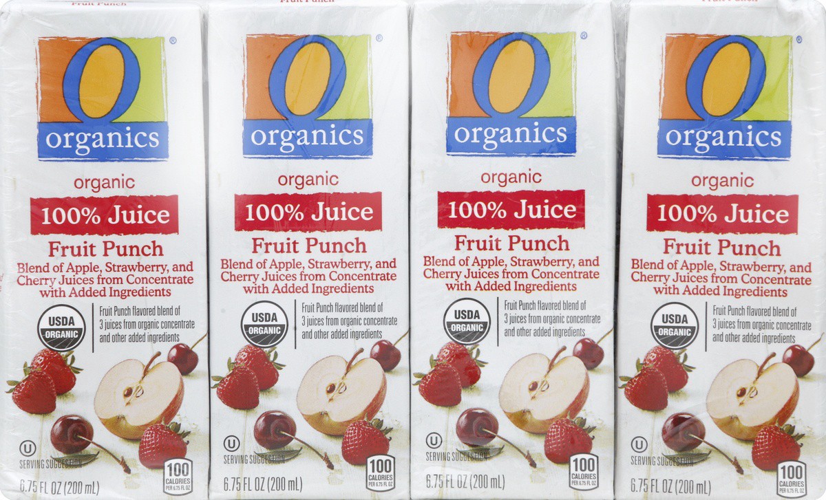 slide 2 of 4, O Organics 100% Tetra Juice Fruit Punch, 8 ct; 6.75 fl oz