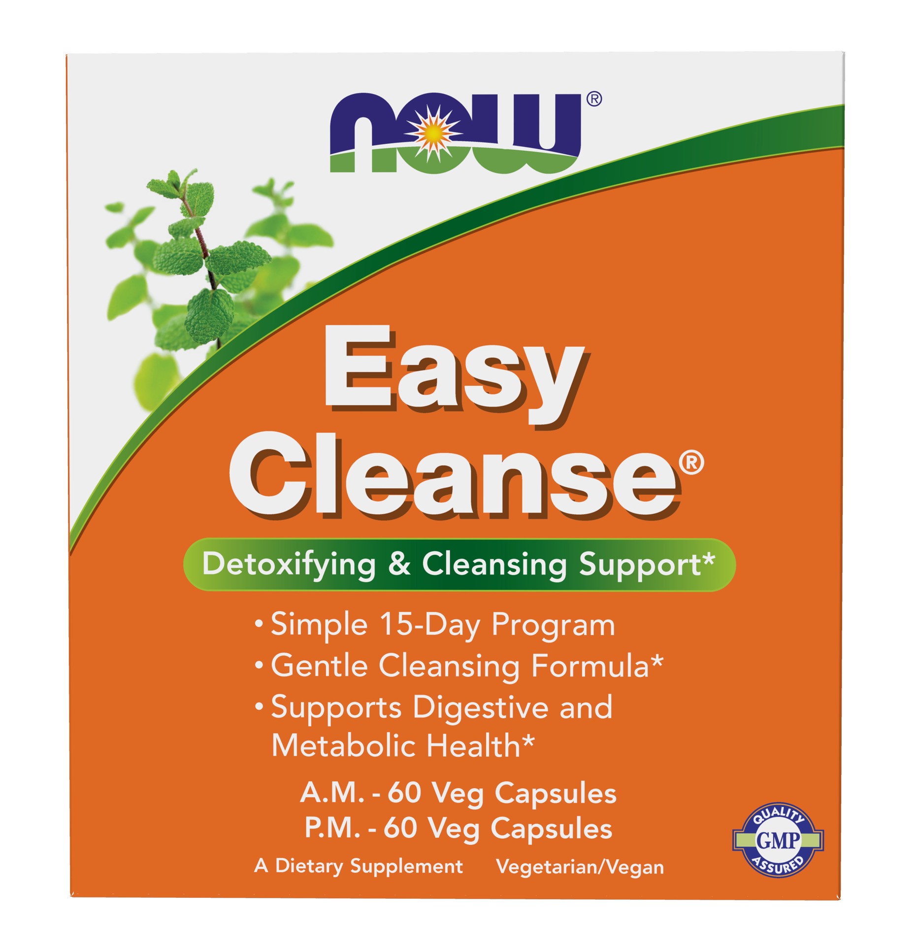 slide 1 of 4, NOW Easy Cleanse AM PM 120 Veg Capsules (2 Bottles with 60 each), 120 ct