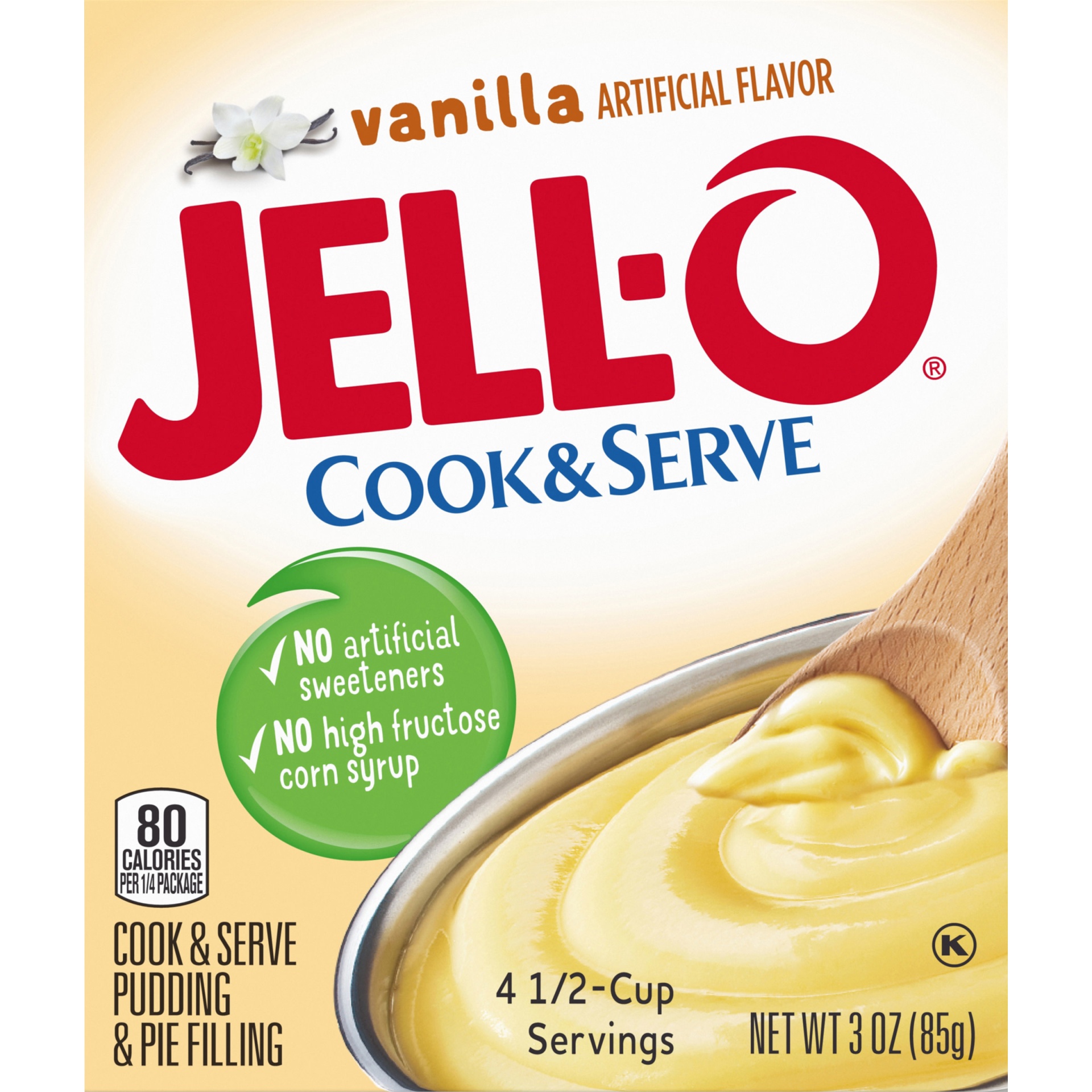 slide 5 of 7, Jell-O Cook & Serve Vanilla Pudding & Pie Filling Mix, 3 oz