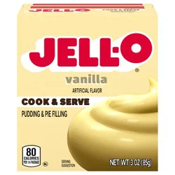 Jell-O Cook & Serve Vanilla Pudding & Pie Filling Mix, 3 oz Box