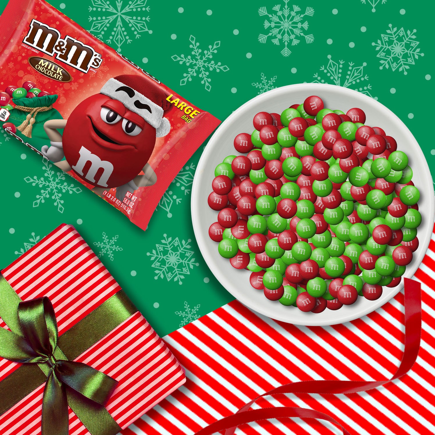 slide 8 of 8, M&M's Milk Chocolate Holiday Candy, 18oz Bag, 18 oz