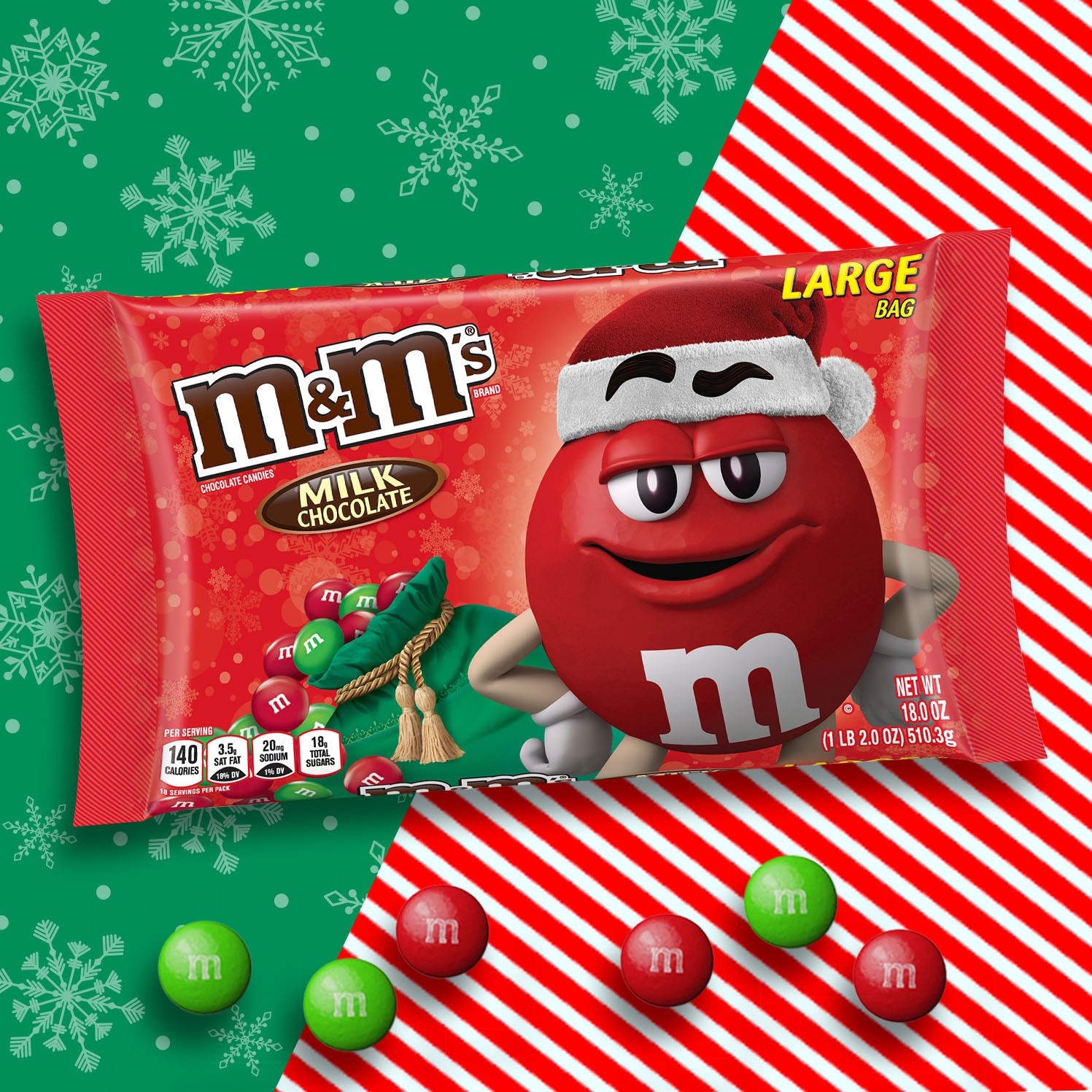 slide 5 of 8, M&M's Milk Chocolate Holiday Candy, 18oz Bag, 18 oz