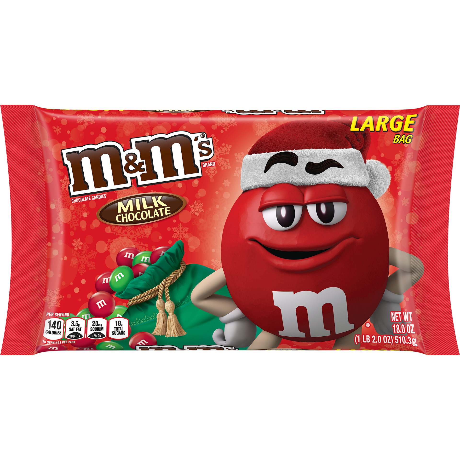 slide 1 of 8, M&M's Milk Chocolate Holiday Candy, 18oz Bag, 18 oz