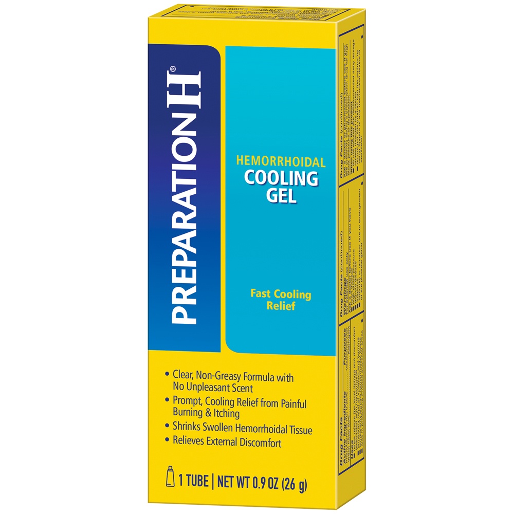slide 4 of 6, PREPARATION H Hemorrhoid Symptom Treatment Cooling Gel, Fast Discomfort Relief with Vitamin E and Aloe, Tube (0.9 Ounce), 1 ct