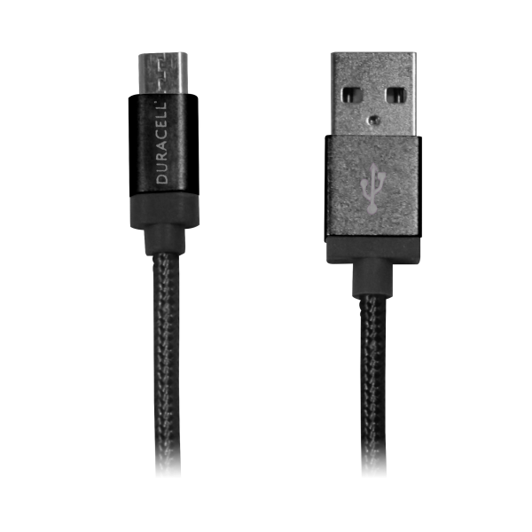 slide 1 of 1, Duracell Sync-And-Charge Micro Usb Cable, 10', Black, 1 ct