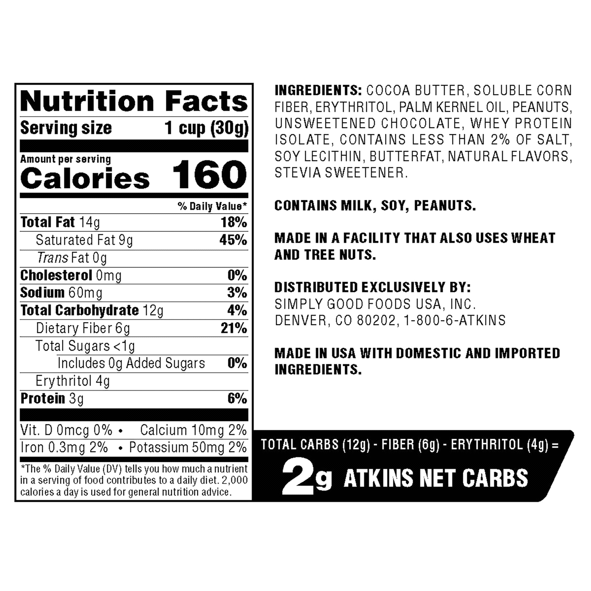 slide 2 of 2, Atkins Cups Keto Peanut Butter Peanut Butter Cups Big Size 8 - 1.06 oz Cups, 8 ct