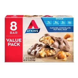 Atkins Snack Bar, Caramel Chocolate Nut Roll, Value Pack