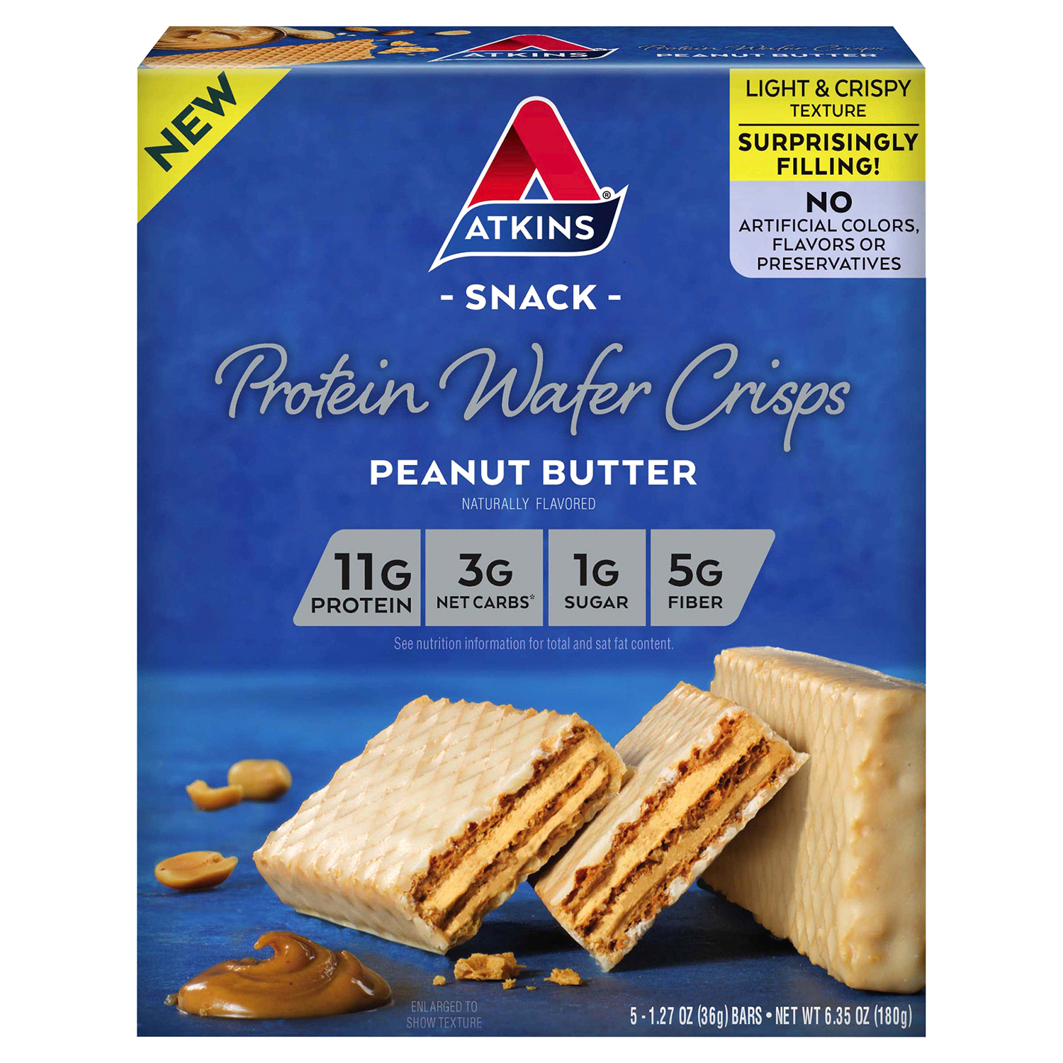 slide 1 of 8, Atkins Protein Wafer Crisps, Peanut Butter, 5 ct