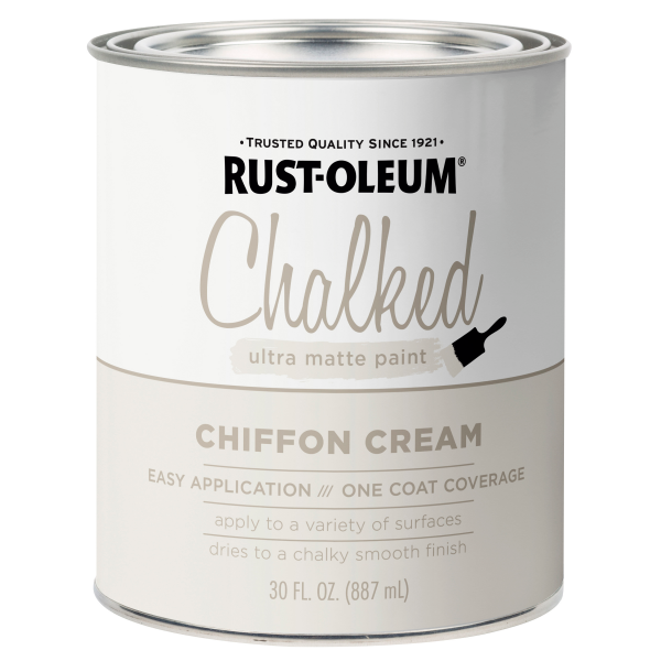 slide 21 of 29, Rust-Oleum Chalked Ultra Matte Paint 329598, Quart, Chiffon Cream, 1 ct