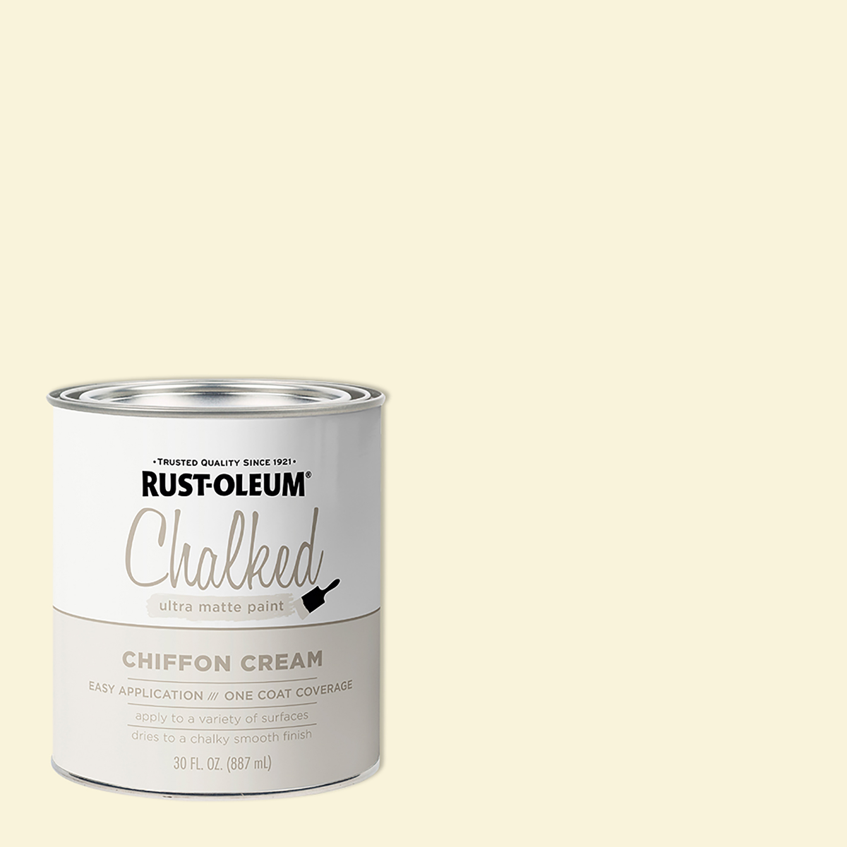 slide 1 of 29, Rust-Oleum Chalked Ultra Matte Paint 329598, Quart, Chiffon Cream, 1 ct