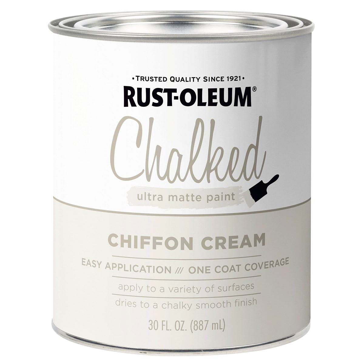 slide 1 of 1, Rust-Oleum Chalked Ultra Matte Paint 329598, Quart, Chiffon Cream, 1 ct
