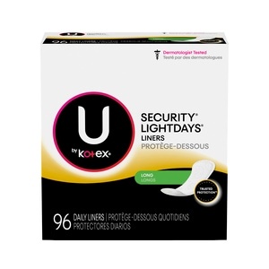 slide 1 of 1, U By Kotex Lightdays Panty Liners, Long, Unscented, 96 Count, 96 ct