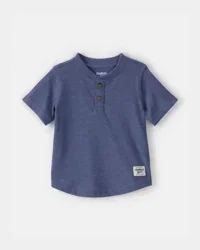 Oshkosh Baby Boy Short-Sleeve Henley T-Shirt - Navy, 18m