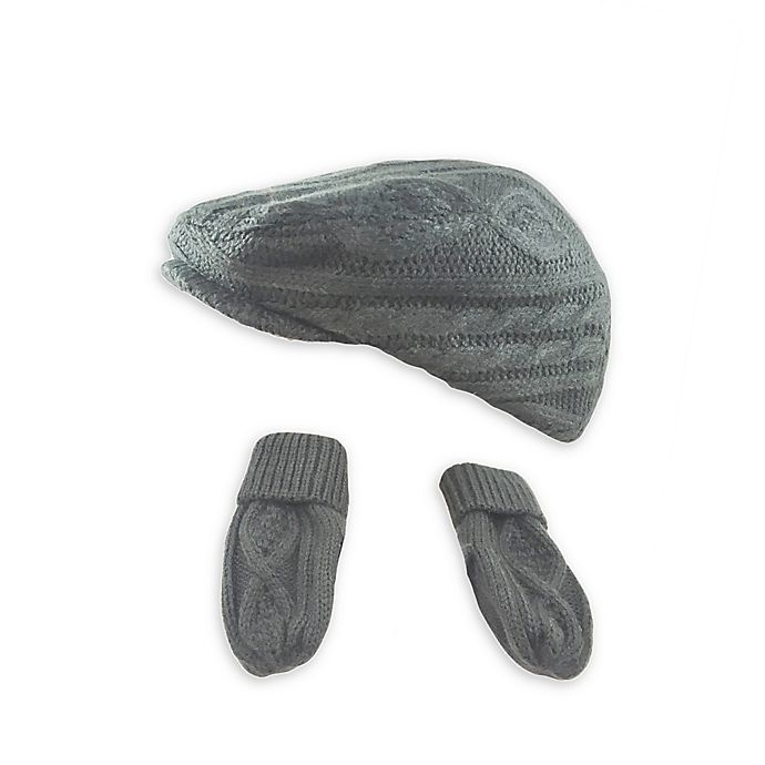 slide 1 of 5, Toby Fairy Infant Cabbie Hat and Mittens Set - Grey, 2 ct