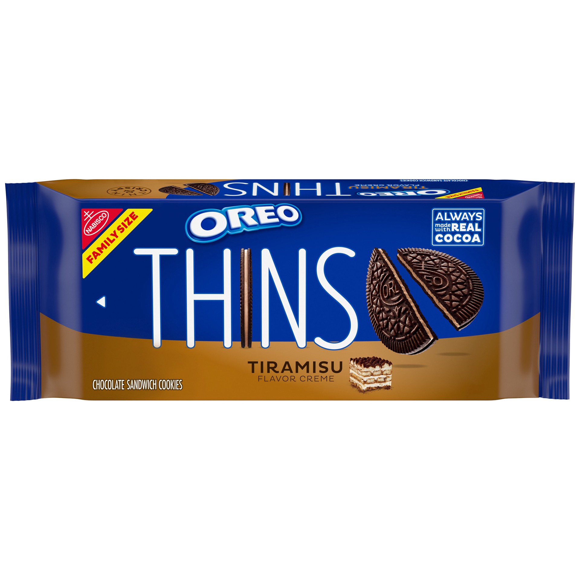 slide 1 of 13, OREO Thins Tiramisu Creme Chocolate Sandwich Cookies, Family Size, 11.78 oz, 11.78 oz